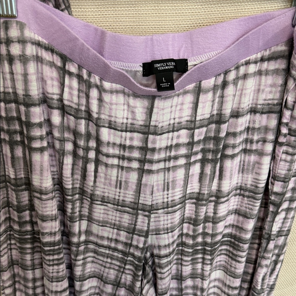 Simply Vera Vera Wang Lavender and Gray Plaid Top - Picture 3 of 6